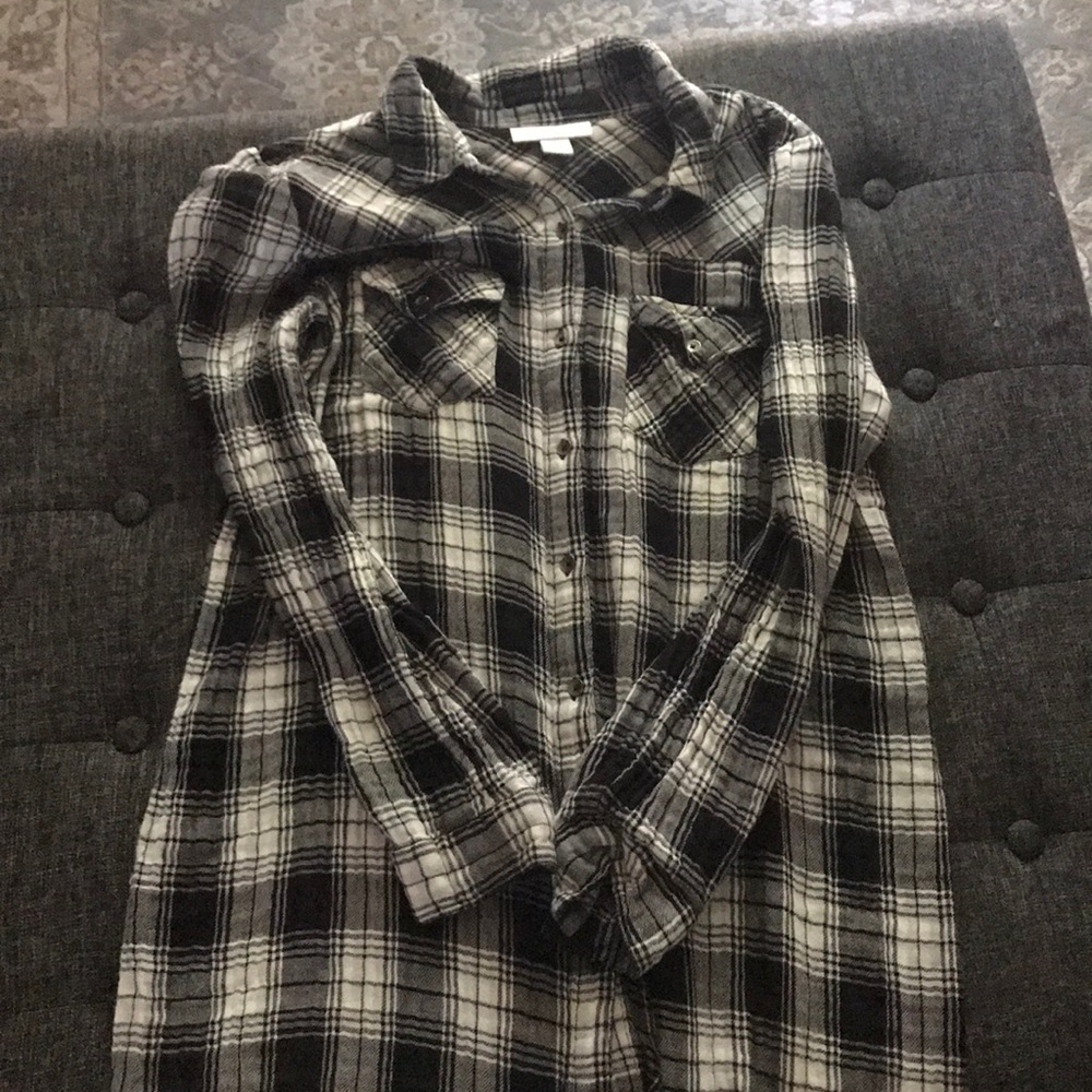 Maternity Plaid Long Sleeved Dress Size L